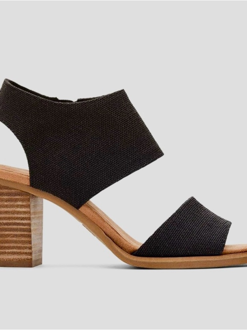 TOMS Black Leather Wide Cuff Sandals